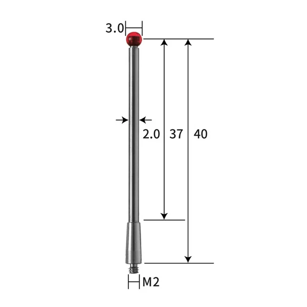 M2 stylus, ruby ball, tungsten carbide stem