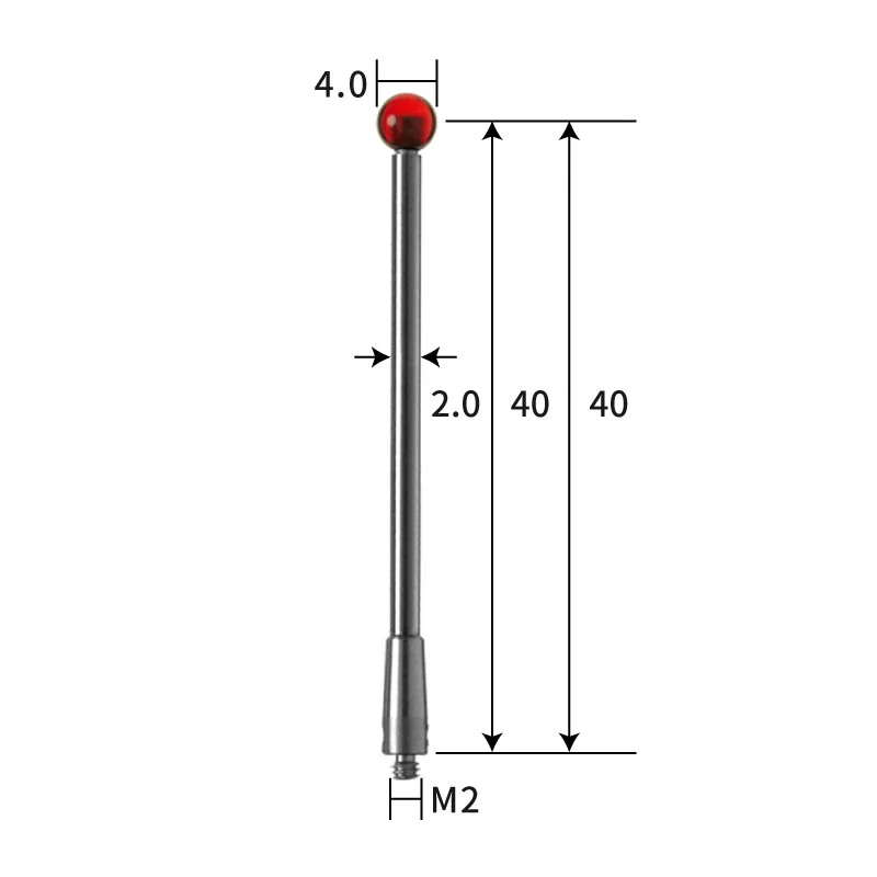 M2 stylus, ruby ball, tungsten carbide stem