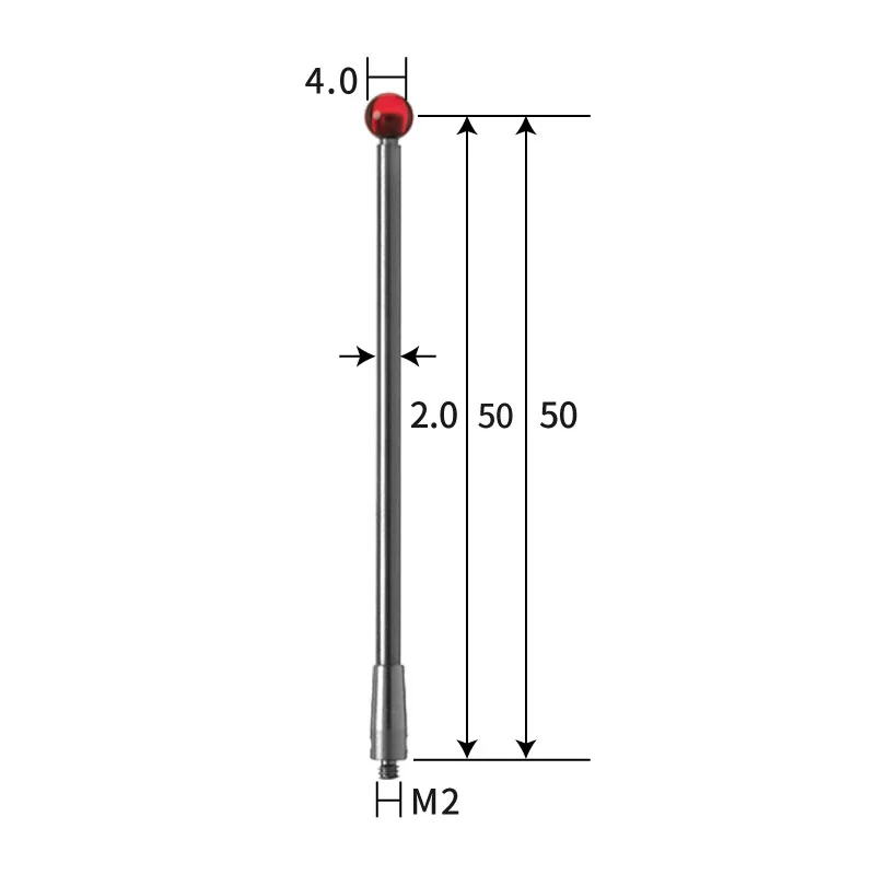 M2 stylus, ruby ball, tungsten carbide stem