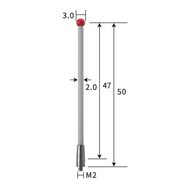 M2 stylus, ruby ball, ceramic stem