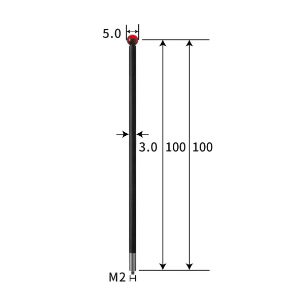 M2 stylus, ruby ball, carbon fiber rod