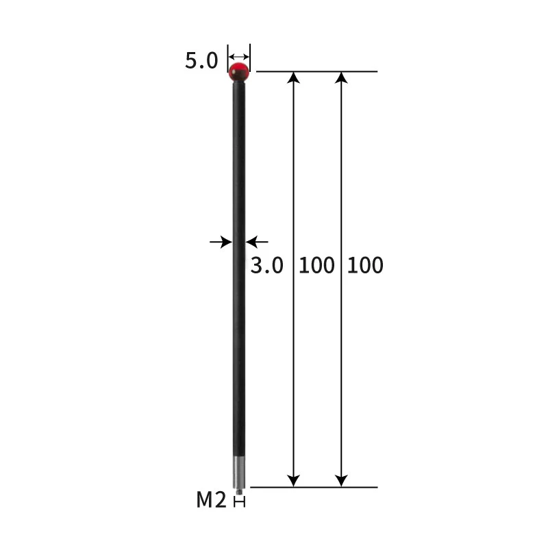 M2 stylus, ruby ball, carbon fiber rod