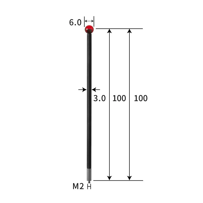 M2 stylus, ruby ball, carbon fiber rod