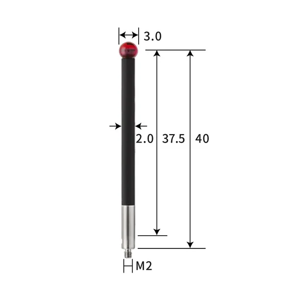 M2 stylus, ruby ball, carbon fiber rod