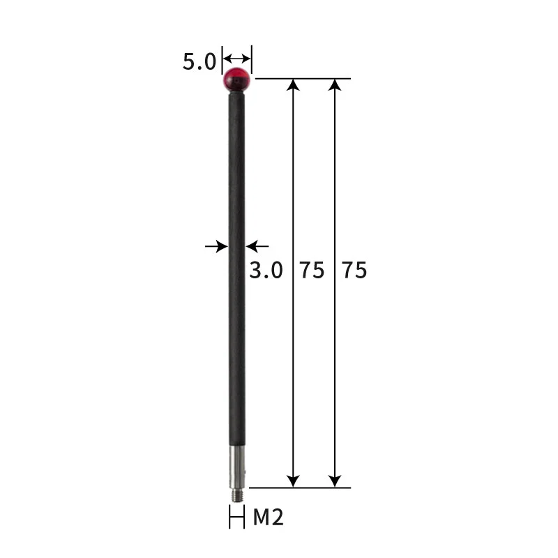 M2 stylus, ruby ball, carbon fiber rod