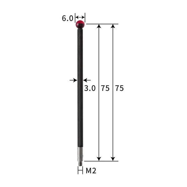 M2 stylus, ruby ball, carbon fiber rod