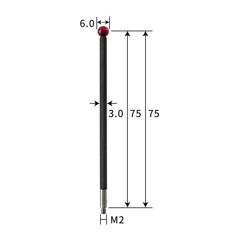 M2 stylus, ruby ball, carbon fiber rod