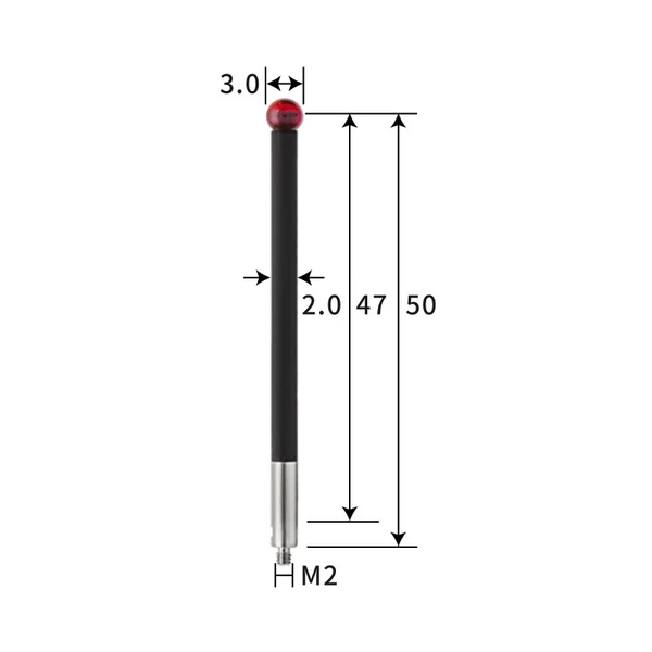 M2 stylus, ruby ball, carbon fiber rod