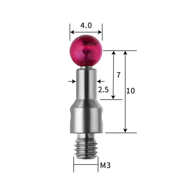 M2 stylus, ruby ball, tungsten carbide stem