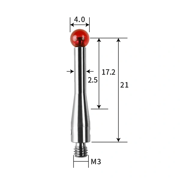 M3 stylus, ruby ball, tungsten carbide stem