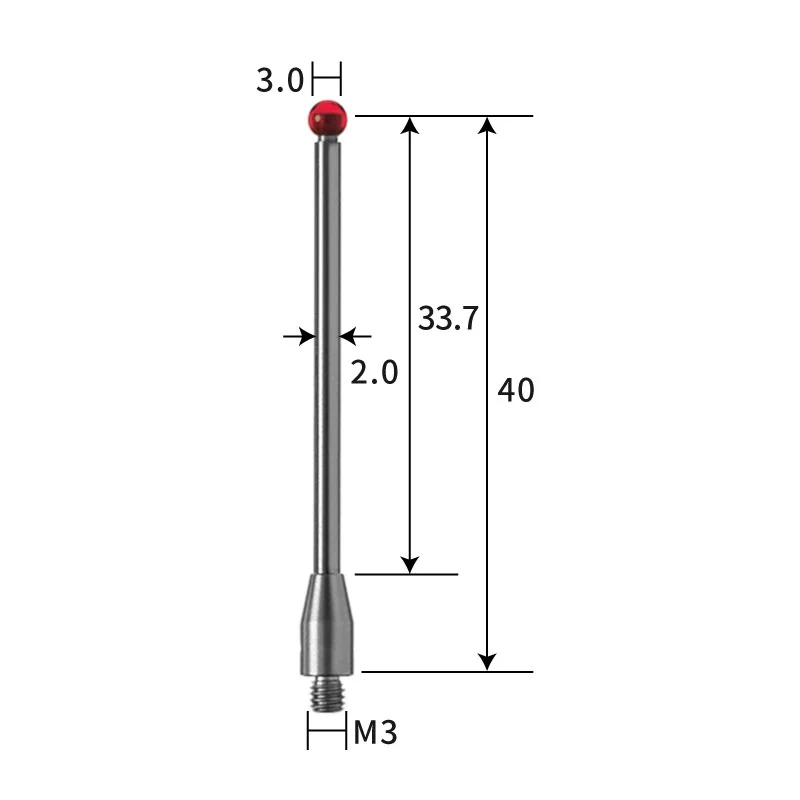 M3 stylus, ruby ball, tungsten carbide stem
