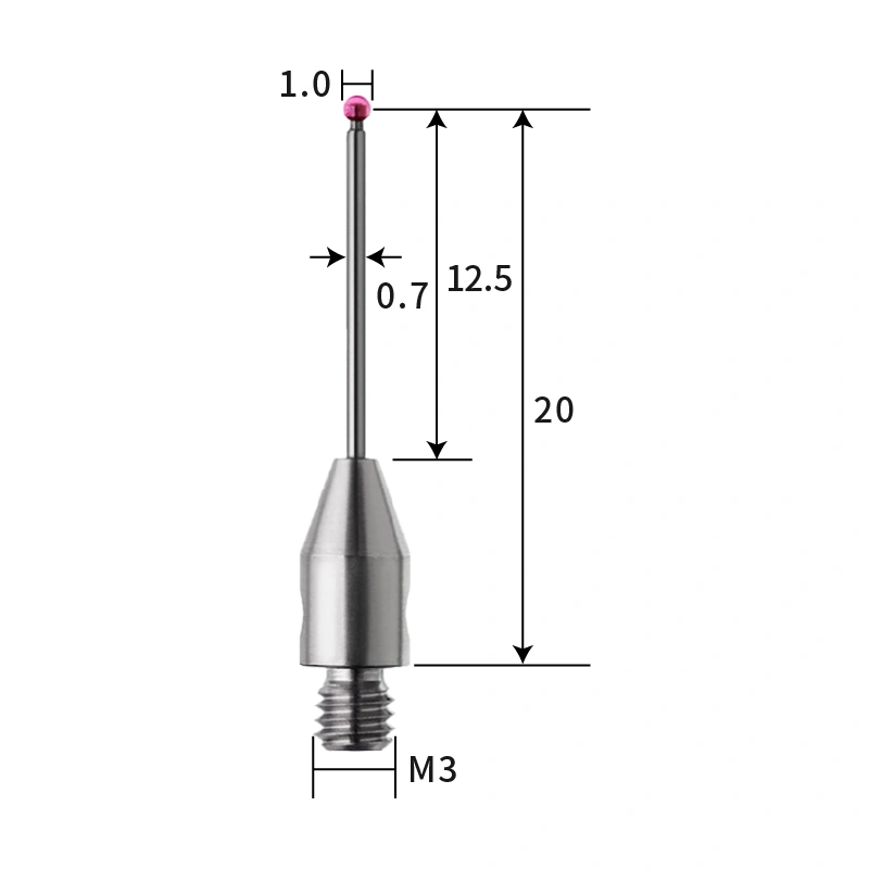 M3 stylus, ruby ball, tungsten carbide stem
