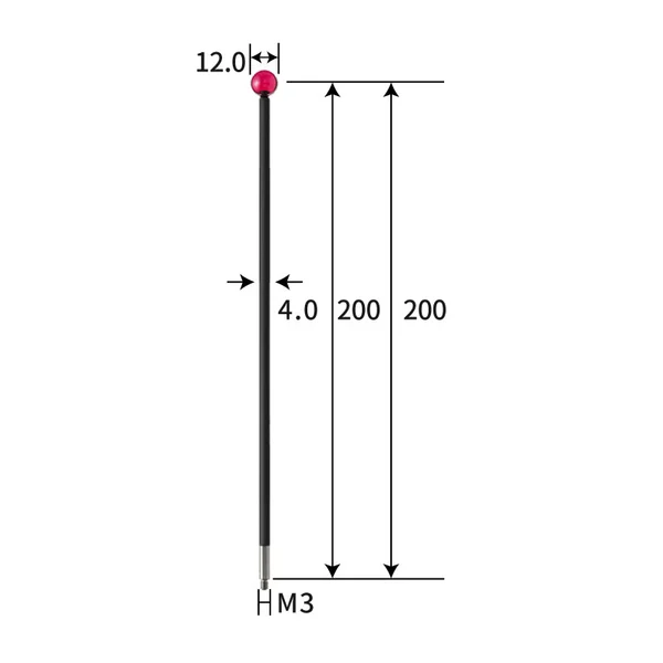 M3 stylus, ruby ball, carbon fiber stem