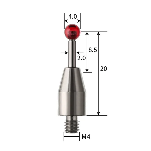 M4 stylus, ruby ball, tungsten carbide stem