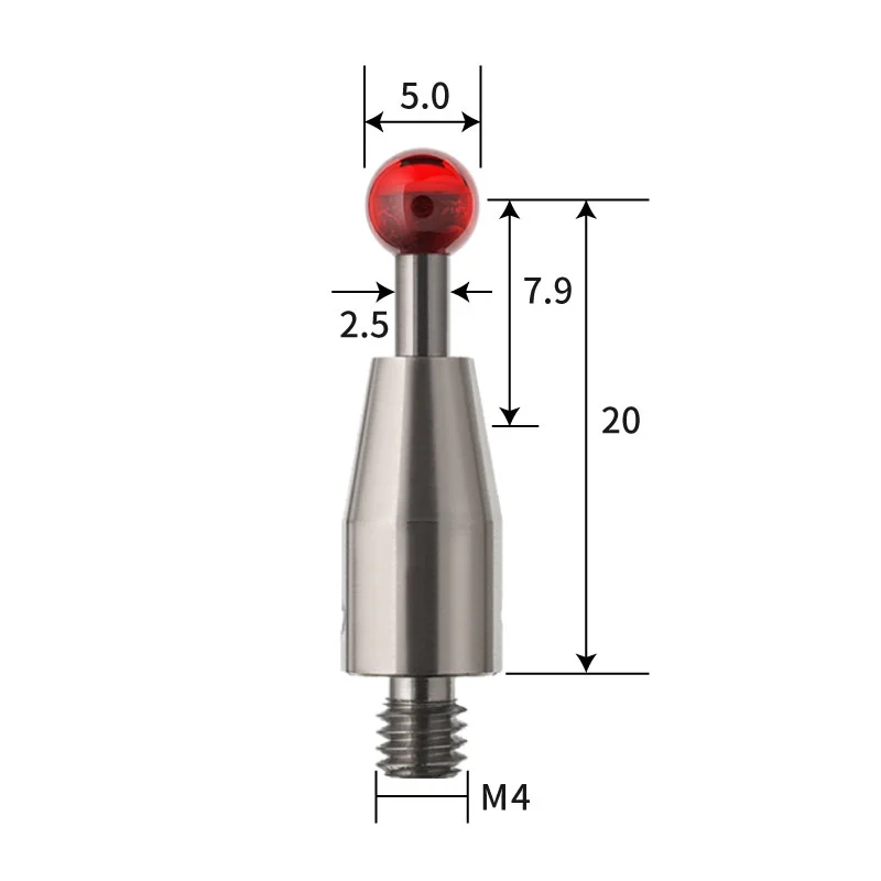 M4 stylus, ruby ball, tungsten carbide stem