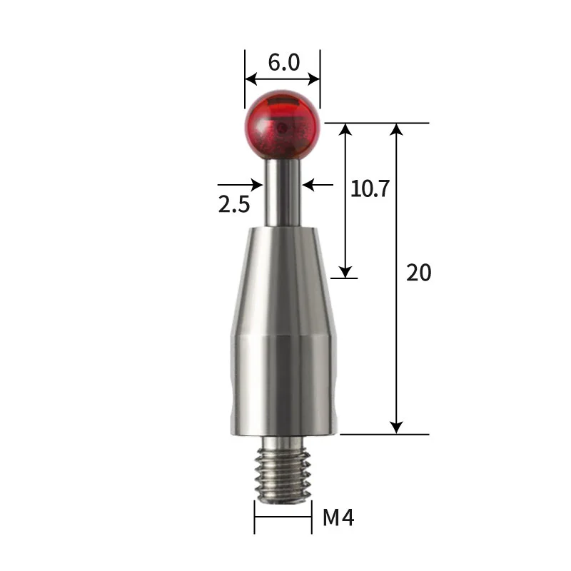 M4 stylus, ruby ball, tungsten carbide stem