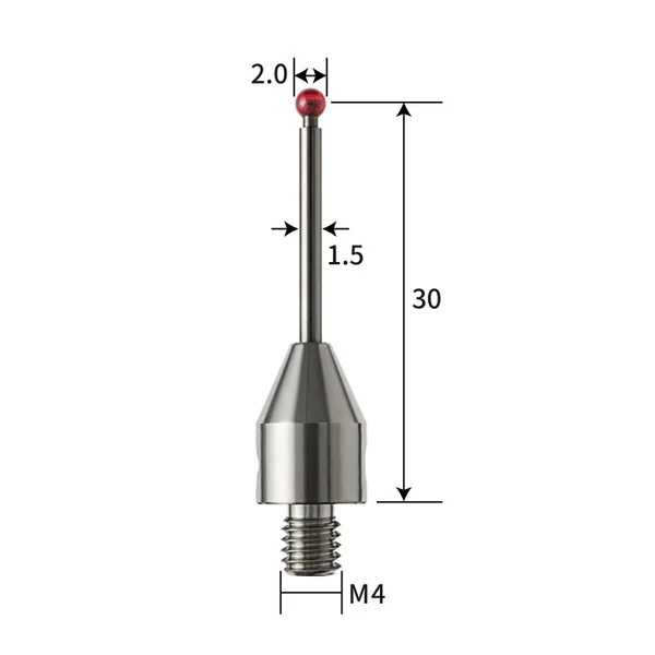 M4 stylus, ruby ball, tungsten carbide stem