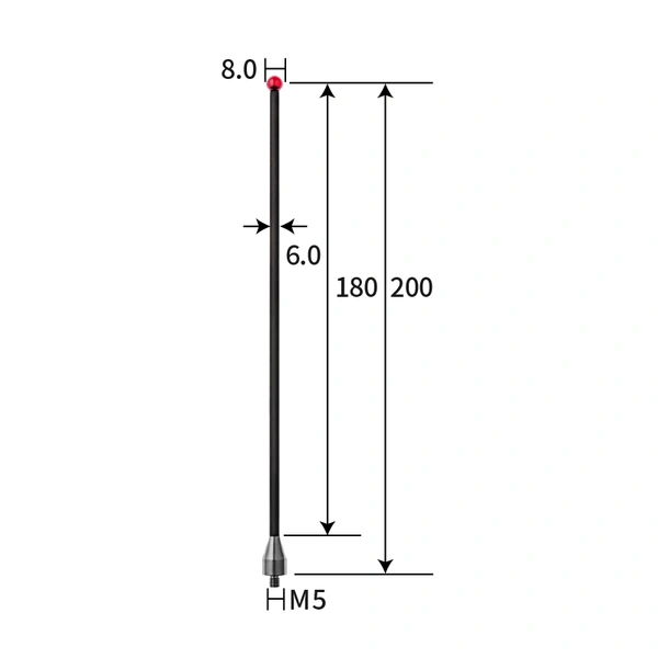 M5 stylus, ruby ball, carbon fiber stem