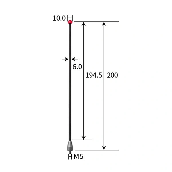M5 stylus, ruby ball, carbon fiber stem