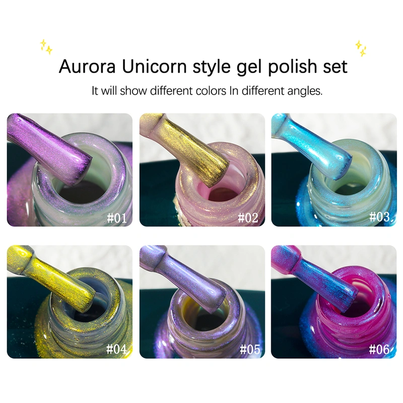 vernis gel effet aurore éblouissant - set de vernis gel pour ongles | zrkgel
