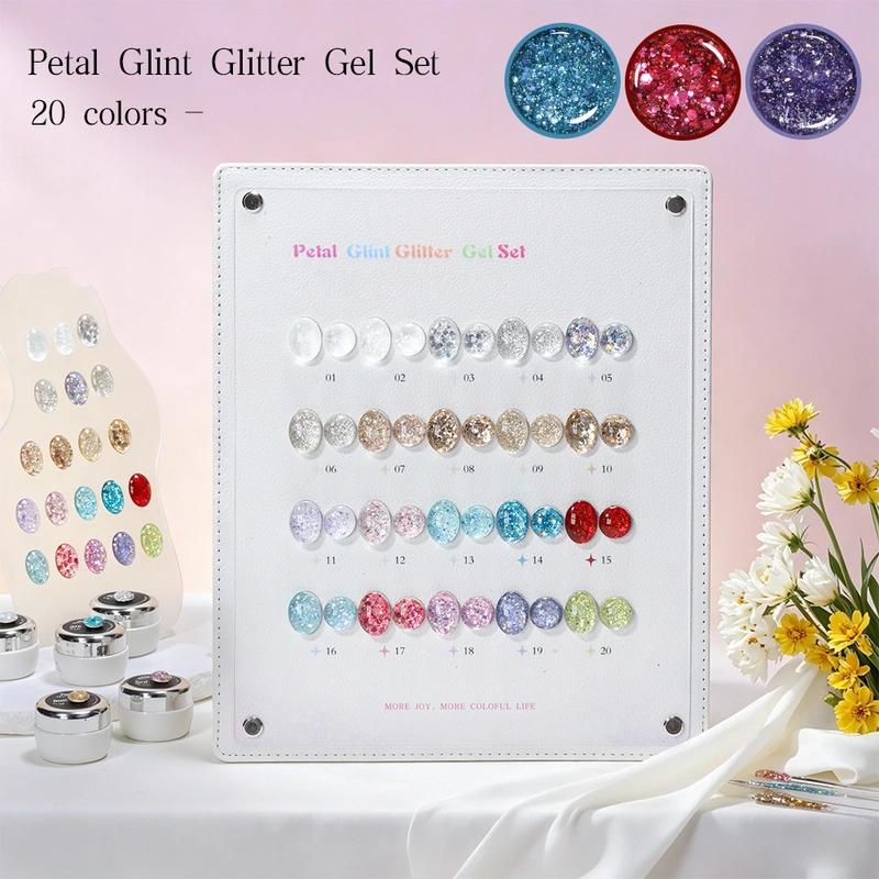 HEMA/TPO Free Glitter Gel Polish Set - 20 Colors | ZRKGEL Nail