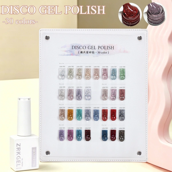 30 Colors HEMA/TPO Free Sparkling Star Glitter Gel Polish Set | ZRKGEL