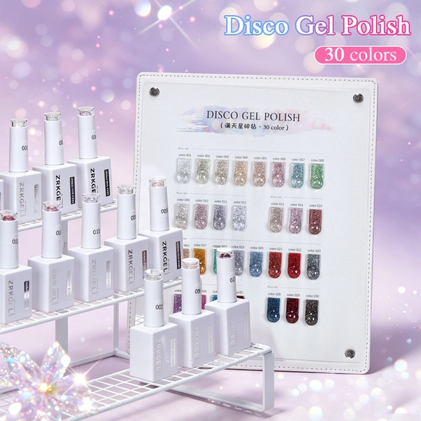 30 Colors HEMA/TPO Free Sparkling Star Glitter Gel Polish Set | ZRKGEL