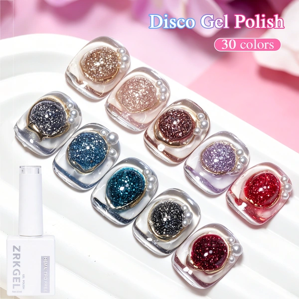30 Colors HEMA/TPO Free Sparkling Star Glitter Gel Polish Set | ZRKGEL