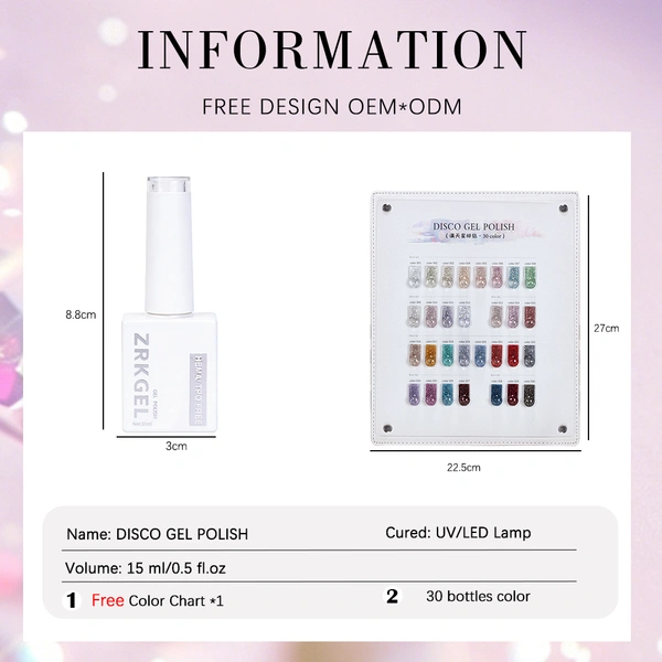 30 Colors HEMA/TPO Free Sparkling Star Glitter Gel Polish Set | ZRKGEL