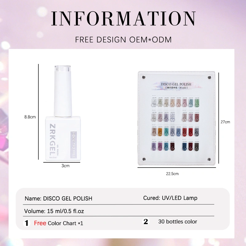 30 Colors HEMA/TPO Free Sparkling Star Glitter Gel Polish Set | ZRKGEL